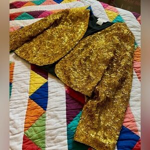 Shimmering Gold Sequin Glam‎ Blazer